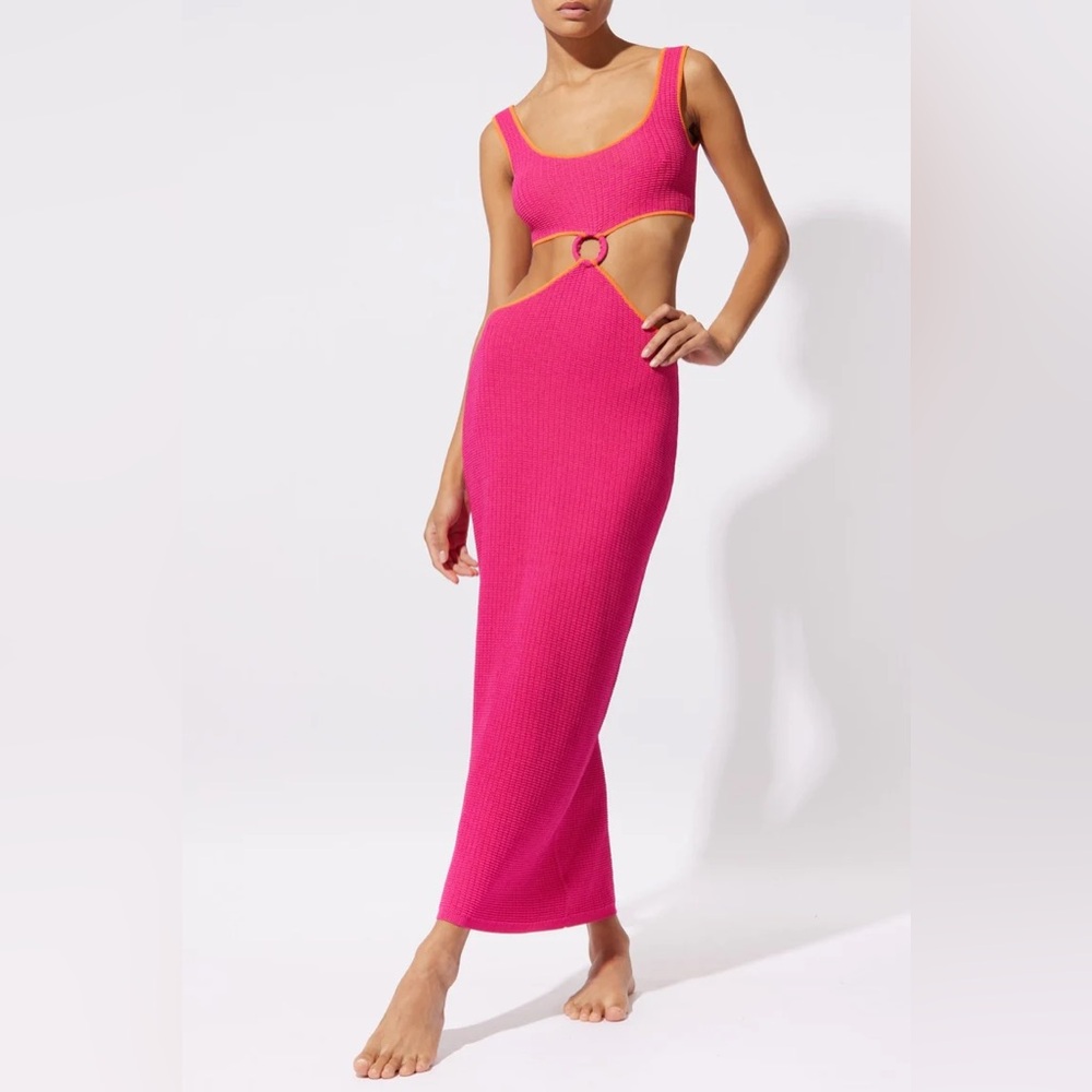 BRAND NWT Solid & Striped The Bailey Shocking Pink Size Small Cutout Maxi Dress